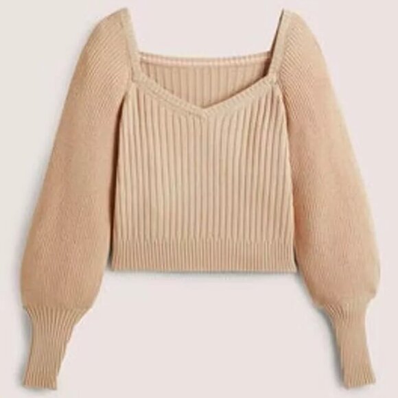 Boden Sweater Knitted Women's Size US 20 22 UK 22 Tan Pullover Bohemian Plus NEW - Picture 3 of 9